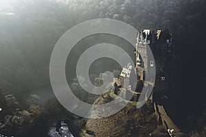 Eltz Castle in the morning in winter, great sunrise