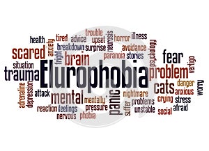 Elurophobia fear of cats  word cloud concept