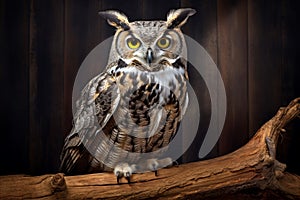 Elusive Great horned owl bird. Generate Ai