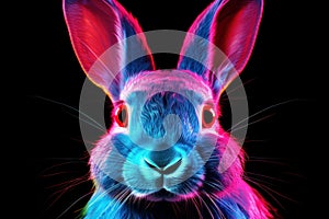 Elusive Neon rabbit. Generate Ai