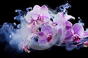 Elusive Orchids flower smoke. Generate Ai