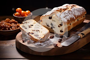 Elusive Stolen christmas sweet bread. Generate Ai photo