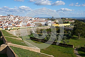 Elvas city historic buildings inside the fortress wall in Alentejo, Portugal