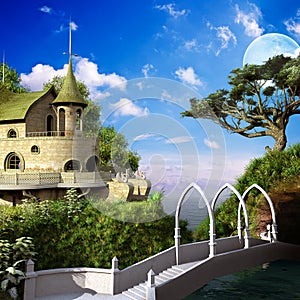 Elven bridge over the river