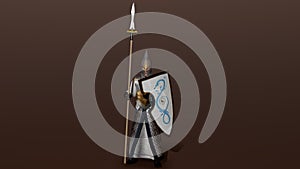 Elven warrior 3d render, fantasy swordsman and spearman 3d model