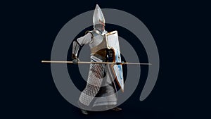 Elven warrior 3d render, fantasy swordsman and spearman 3d model