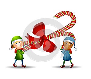 Elves Carrying Candy Cane