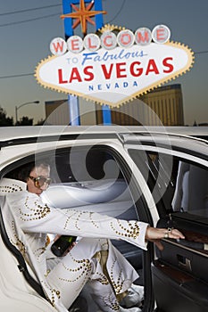 Elvis Presley Impersonator Stepping Out From Car