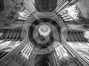 Ely Cathedral interior in black and white