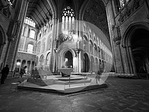 Ely Cathedral interior in black and white