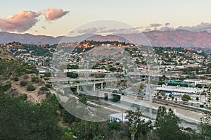 Elysian Valley and San Gabriel Mountains at sunset photo