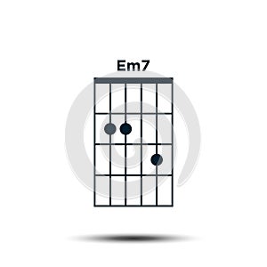 Em7, Basic Guitar Chord Chart Icon Vector Template