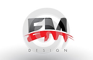 EM E M Brush Logo Letters with Red and Black Swoosh Brush Front