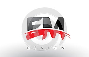EM E M Brush Logo Letters with Red and Black Swoosh Brush Front photo