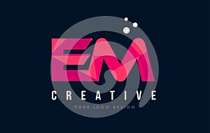 EM E M Letter Logo with Purple Low Poly Pink Triangles Concept