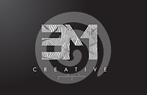 EM E M Letter Logo with Zebra Lines Texture Design Vector.