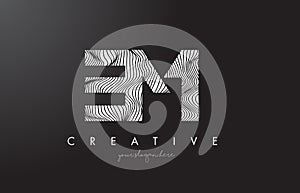 EM E M Letter Logo with Zebra Lines Texture Design Vector. photo