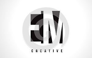 EM E M White Letter Logo Design with Black Square.