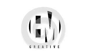 EM E M White Letter Logo Design with Circle Background. photo