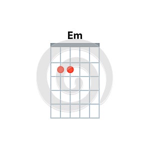 Em guitar chord icon. Basic guitar chords vector isolated on white