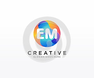 EM initial logo With Colorful Circle template vector