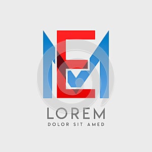 EM logo letters with blue and red gradation