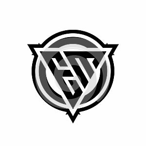EM logo with triangle shape and circle with outline rounded design template