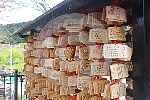 Ema plaques at Kiyomizu-dera temple in Kyoto