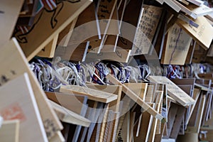 Ema prayers at a shinto shrine Japan