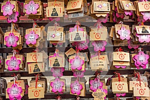 Ema wooden prayer plaques, shinto shrine, Tokyo, Japan