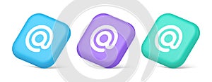 Email address digital symbol button internet chatting cyberspace communication 3d isometric icon