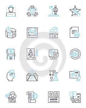 Email ads linear icons set. Promotions, Offers, Discounts, Campaigns, Newsletters, Deals, Sales line vector and concept