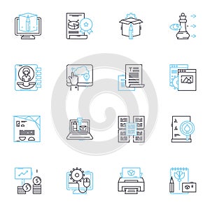 Email advertising linear icons set. Targeting, Click-through, Conversion, List-building, Campaign, Subscriber