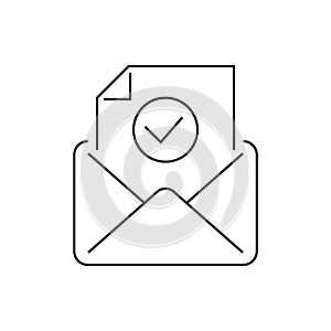 Email approve line icon on white background