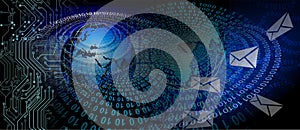 Email binary code world computer circuit industrial business  technology banner background. background integration.