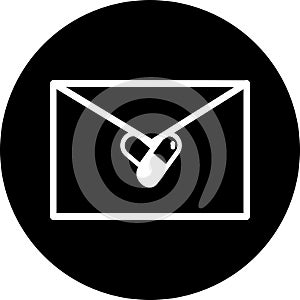 Email in black circle icon. Open envelope pictogram. Mail symbol, email and messaging, email marketing campaign for website design