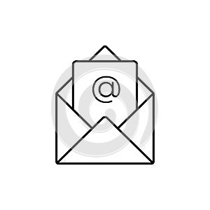 Email black icon. Open web envelope with letter