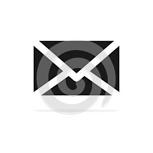 Email black icon. Outline envelope sign isolated on the white