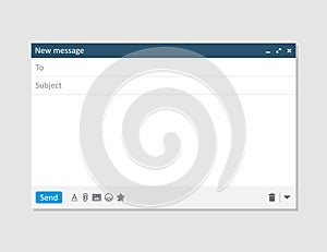 Email blank template internet mail frame interface for mail message
