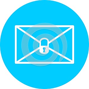 Email in blue circle icon. Open envelope pictogram. Mail symbol, email and messaging, email marketing campaign for website design,