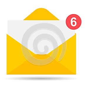 Email business icon shadow, flat web client message sign, mail app vector illustration