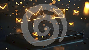 an email client on a transparent tablet