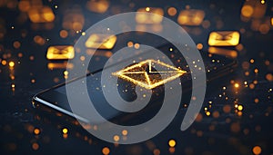 an email client on a transparent tablet