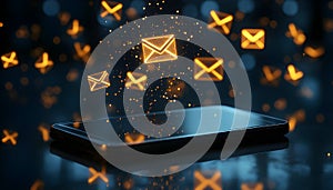 an email client on a transparent tablet