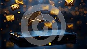 an email client on a transparent tablet