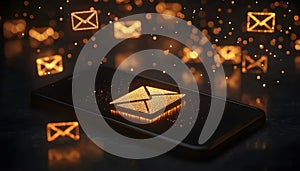 an email client on a transparent tablet