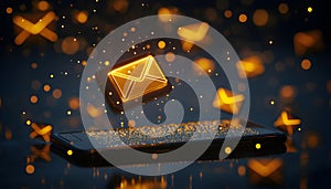 an email client on a transparent tablet