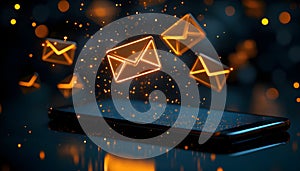 an email client on a transparent tablet