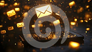 an email client on a transparent tablet