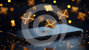 an email client on a transparent tablet